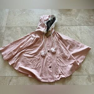 NWT Pink Oversized Cape Hoodie Winter Warm Fuzzy Cat Kitty Paws Ears Cute Cover